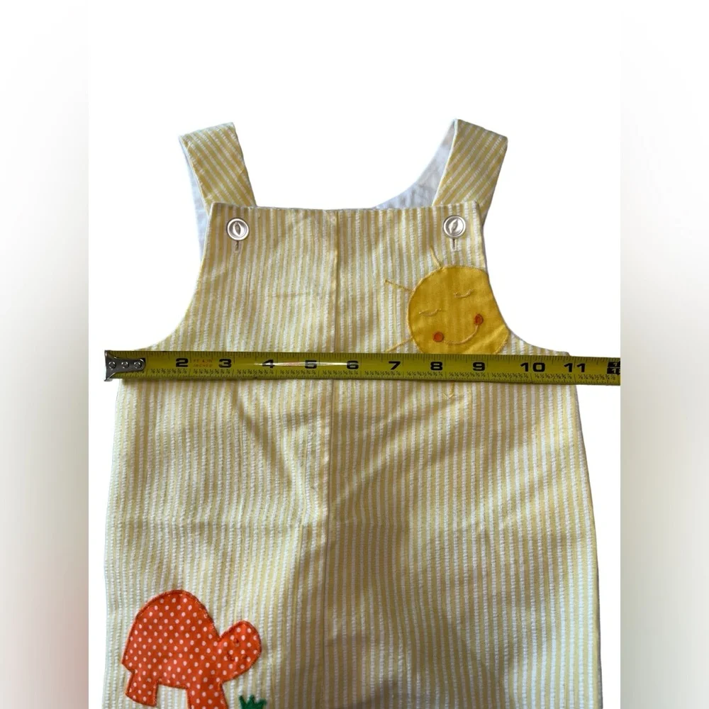 Betti Terrell‎ VTG Baby Girl 18-24m Seersucker Yellow Turtle Sun Romper